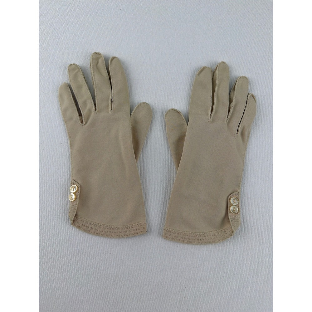 Vintage Gloves Women's Small Button Wrist Cotton Nylon Blend Retro Dressy